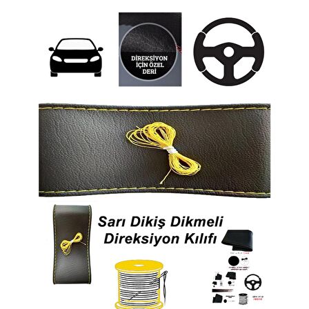 RENAULT SAFRANE Uyumlu Araç,Araba,Oto direksiyon kılıfı sarı dikiş