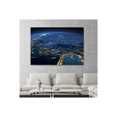 Dekoratif Uydu Görünümlü Kanvas Türkiye Haritası 1033