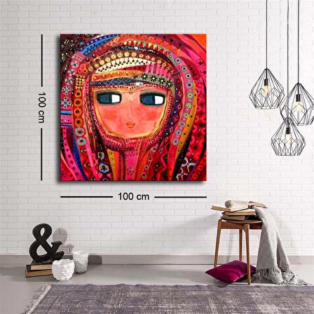Dekoratif Baskı illüstrasyon Colorful Woman 3 Kare Kanvas Tablo