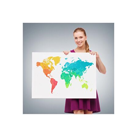 Dünya Haritası  Dekoratif Kanvas Tablo 1107