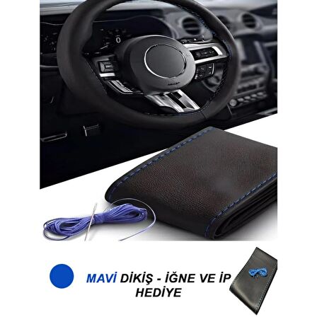 FIAT  500 Uyumlu Oto,Araba  direksiyon kılıfı mavi dikiş