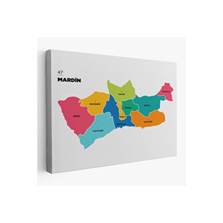 Mardin İli ve İlçeler Haritası  Dekoratif Kanvas Tablo 1415