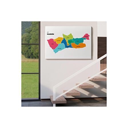 Mardin İli ve İlçeler Haritası  Dekoratif Kanvas Tablo 1415