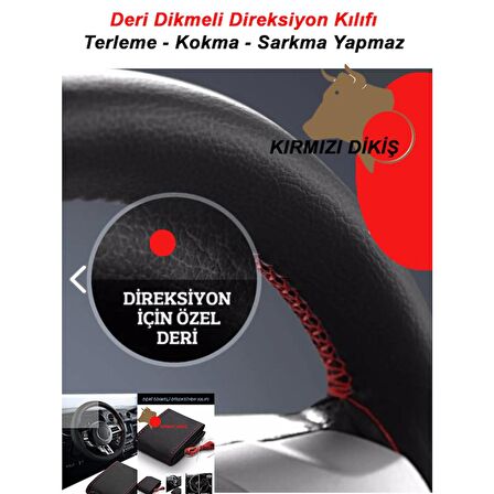 CITROEN DS3 uyumlu oto,araç  direksiyon kılıfı kırmızı dikiş