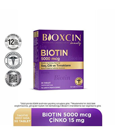 Bioxcin Biotin 5000 mcg Takviye Edici Gıda 30 Tablet