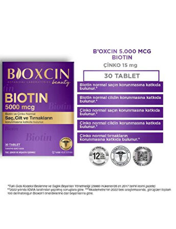 Bioxcin Biotin 5000 mcg Takviye Edici Gıda 30 Tablet