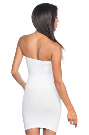 Beyaz 5065 Straplez Elbise Korse