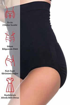 Siyah 2008 Yüksek Bel Slip Korse