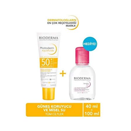 Bioderma Photoderm Aquafluide SPF50+ 40 ML- Sensibio H20 100 ML Hediye