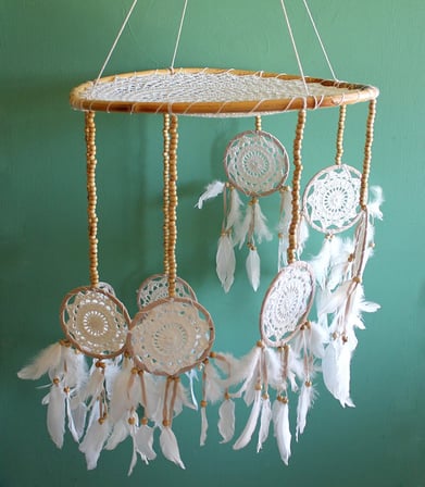 Delux Serisi Yeni Ev Hediyesi Bohem Aksesuar Duvar Süsü Rüya Kapanı Dream Catcher No:2 L