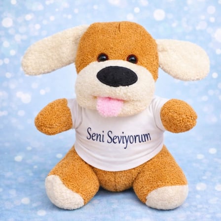 Seni Seviyorum Tişörtlü Sevimli Peluş Oyuncak Köpek Yumuşak Dokulu Özel Anlar İçin