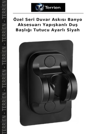 Özel Seri Duvar Askısı Banyo Aksesuarı Yapışkanlı Duş Başlığı Tutucu Ayarlı Siyah
