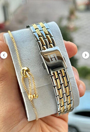 Dikörtgen Kasa Kadın Kol Saati \ İki Renk Kordon Orjinal Hediyelik Kutulu