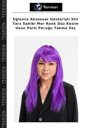Eğlence Aksesuar Gösterişli Stil Tarz Sahibi Mor Renk Düz Kesim Uzun Parti Peruğu Takma Saç