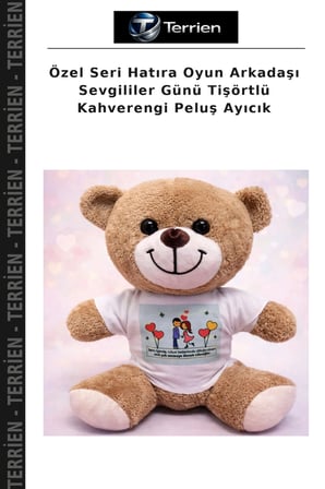 Özel Seri Hatıra Oyun Arkadaşı Sevgililer Günü Tişörtlü Kahverengi Peluş Ayıcık
