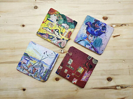 Matisse - Taş Bardak Altlığı 4'lü Set Standlı