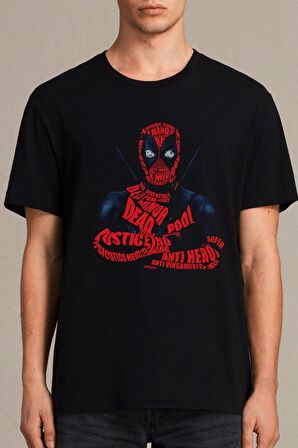 Erkek Siyah Deadpool T-Shirt