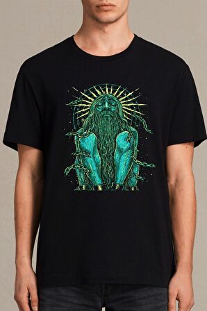 Erkek Siyah Jesus T-Shirt