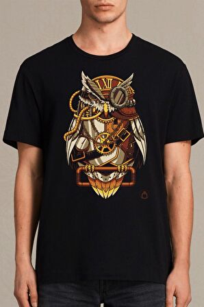 Erkek Siyah Baykuş T-Shirt