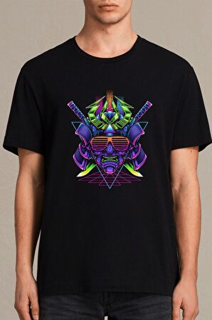 Erkek Siyah Samuray Kafası T-Shirt