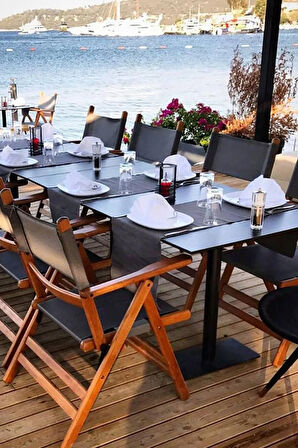 Kahve Gri Atina Pvc Katlanır Ahşap Sandalye