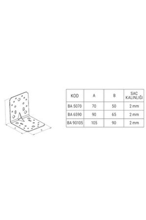 Beşel BA5570 Masa Köşe Bağlantısı 55x70x70 Mm - 10 Adet