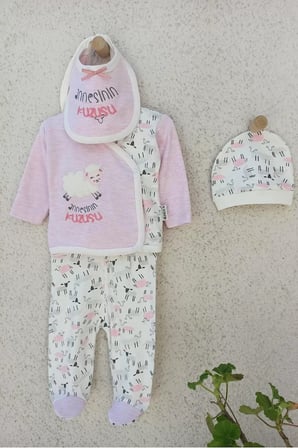 Annesinin Kuzusu Şapkalı Eldivenli 'li Kız Zıbın Seti - Ay