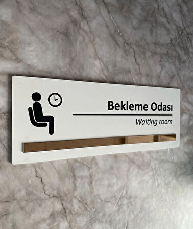 Bronz Aynalı Beyaz Seri Bekleme Salonu Yönlendirme Levhası
