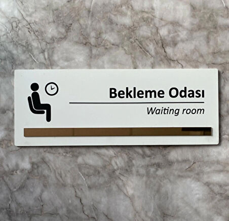 Bronz Aynalı Beyaz Seri Bekleme Salonu Yönlendirme Levhası