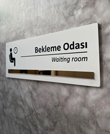 Bronz Aynalı Beyaz Seri Bekleme Salonu Yönlendirme Levhası