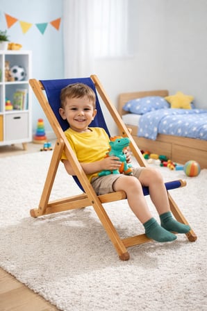 Babycino Mavi Ahşap Çocuk Koltuğu