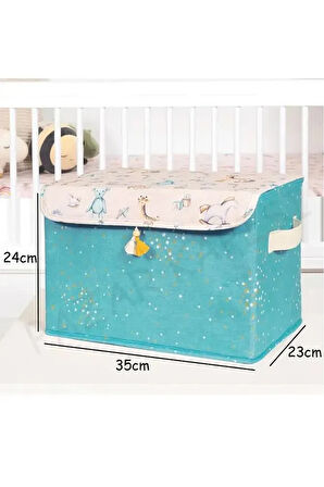 (2 ADET)Baby Çok Amaçlı Kapaklı Kutu Düzenleyici Maxi (MAVİ) 35x24x23