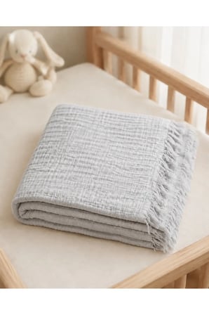 Müslin Bebek Örtüsü | %100 Pamuk | 90x120 | Nefes Alan Yumuşak Yenidoğan Kundak ve Bebek Battaniyesi