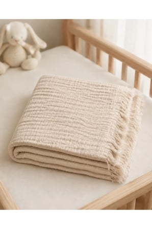 Müslin Bebek Örtüsü | %100 Pamuk | 90x120 | Nefes Alan Yumuşak Yenidoğan Kundak ve Bebek Battaniyesi