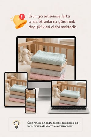 Müslin Bebek Örtüsü | %100 Pamuk | 90x120 | Nefes Alan Yumuşak Yenidoğan Kundak ve Bebek Battaniyesi