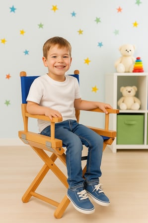 Babycino Mavi Ahşap Çocuk Sandalyesi
