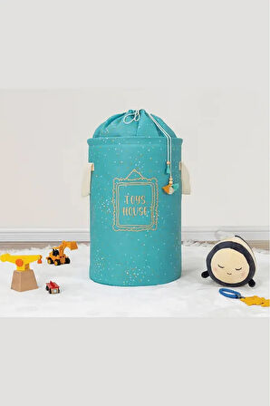 (2 ADET) Baby Yuvarlak Torbalı Sepet/Oyuncak Sepeti/Kirli Çamaşır Sepeti 46x31 cm