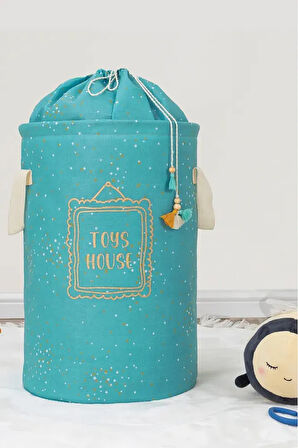 (2 ADET) Baby Yuvarlak Torbalı Sepet/Oyuncak Sepeti/Kirli Çamaşır Sepeti 46x31 cm