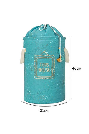 (2 ADET) Baby Yuvarlak Torbalı Sepet/Oyuncak Sepeti/Kirli Çamaşır Sepeti 46x31 cm