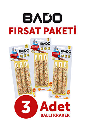 Bado Muhabbet Kuşu Krakeri Ballı 105Gr 3Lü