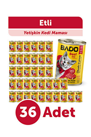 Bado Yetişkin Yaş Kedi Maması Etli Biftekli 400Gr 36'lı