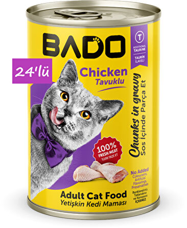 Bado Yetişkin Yaş Kedi Maması Tavuk Etli 400Gr 36'lı