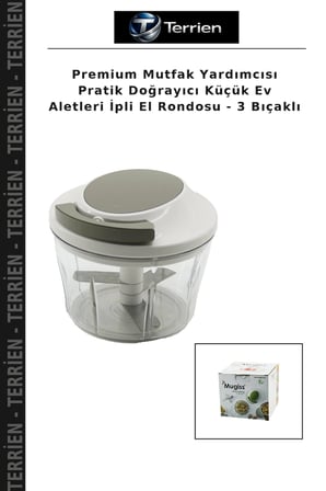 Premium Mutfak Yardımcısı Pratik Doğrayıcı Küçük Ev Aletleri İpli El Rondosu - 3 Bıçaklı
