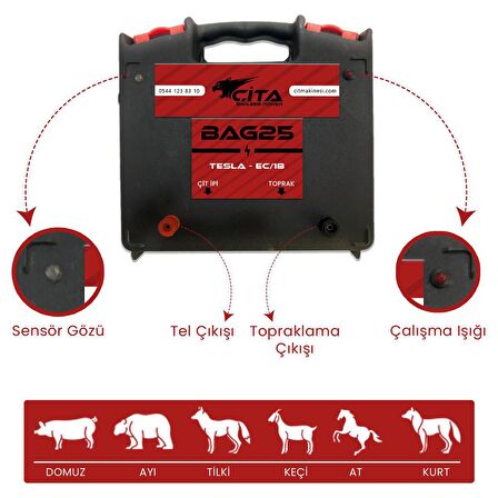 ÇİTA - Elektrikli Çit Makinesi (Sensörlü - Dijital Ekranlı) Ayı, Domuz Kovucu