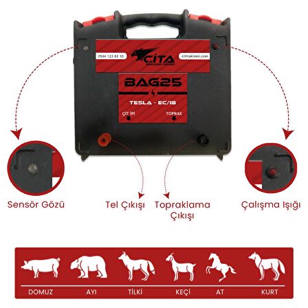 ÇİTA - Elektrikli Çit Makinesi (Sensörlü) - [BÜYÜK MODEL] Ayı, Domuz Kovucu