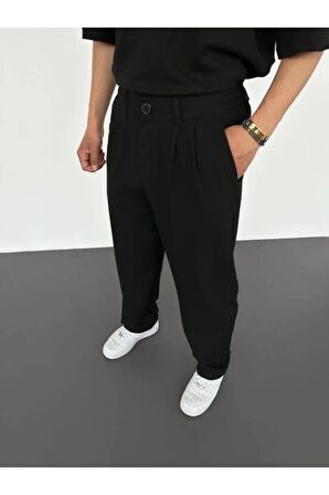 Pileli Baggy Kumaş Pantolon