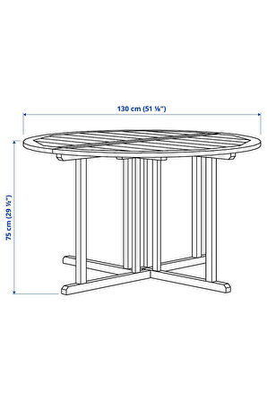 Yemek Masası, Açık Kahverengi, 130 cm Balkon,Teras,Bahçe Masa Ahşap Yuvarlak
