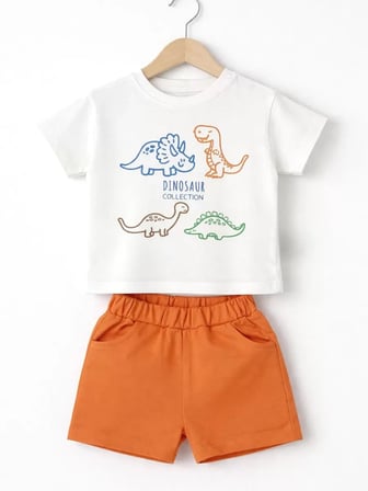 6/24 Ay Dino Baskılı Basic Bebek Takımı