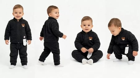 6/24 ay peluş kumaş fermuarlı bebek takımı