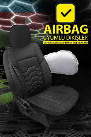 Kia Capital  Uyumlu 5 KOLTUK TAM SET BAKÜ SERİSİ JAKAR TERLETME KOKMA YAPMAZ OTO KOLTUK KILIFI SİYAH